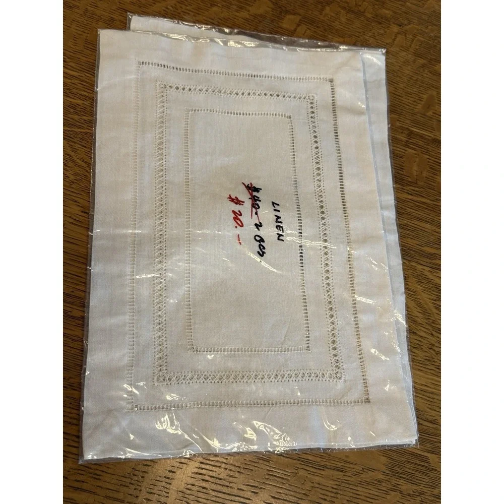 Set of 4 Linen Beige Mini Placemats 8